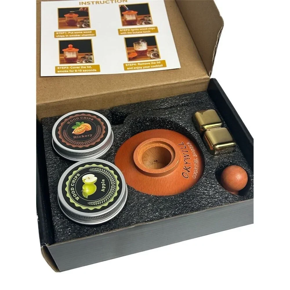 Okywill Cocktail Smoker Kit with 4 Wood Chip Flavors & Instructions‎